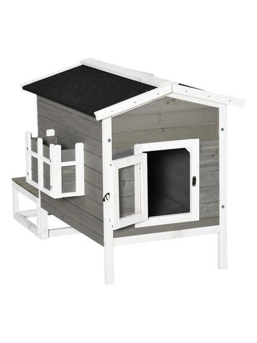 Niche villa chat petit chien - multi-équipement - bois pré-huilé peint - Kiabi