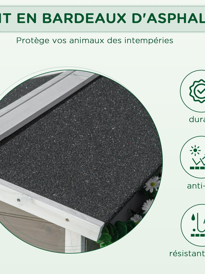 Niche villa chat petit chien - multi-équipement - bois pré-huilé peint Gris - Kiabi