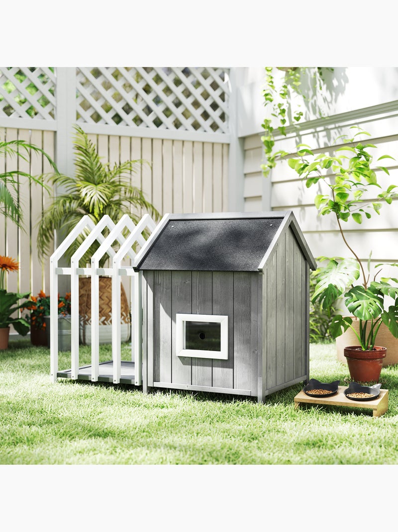 Niche villa pour chien sur pied avec terrasse et claustra bois blanc gris Gris - Kiabi