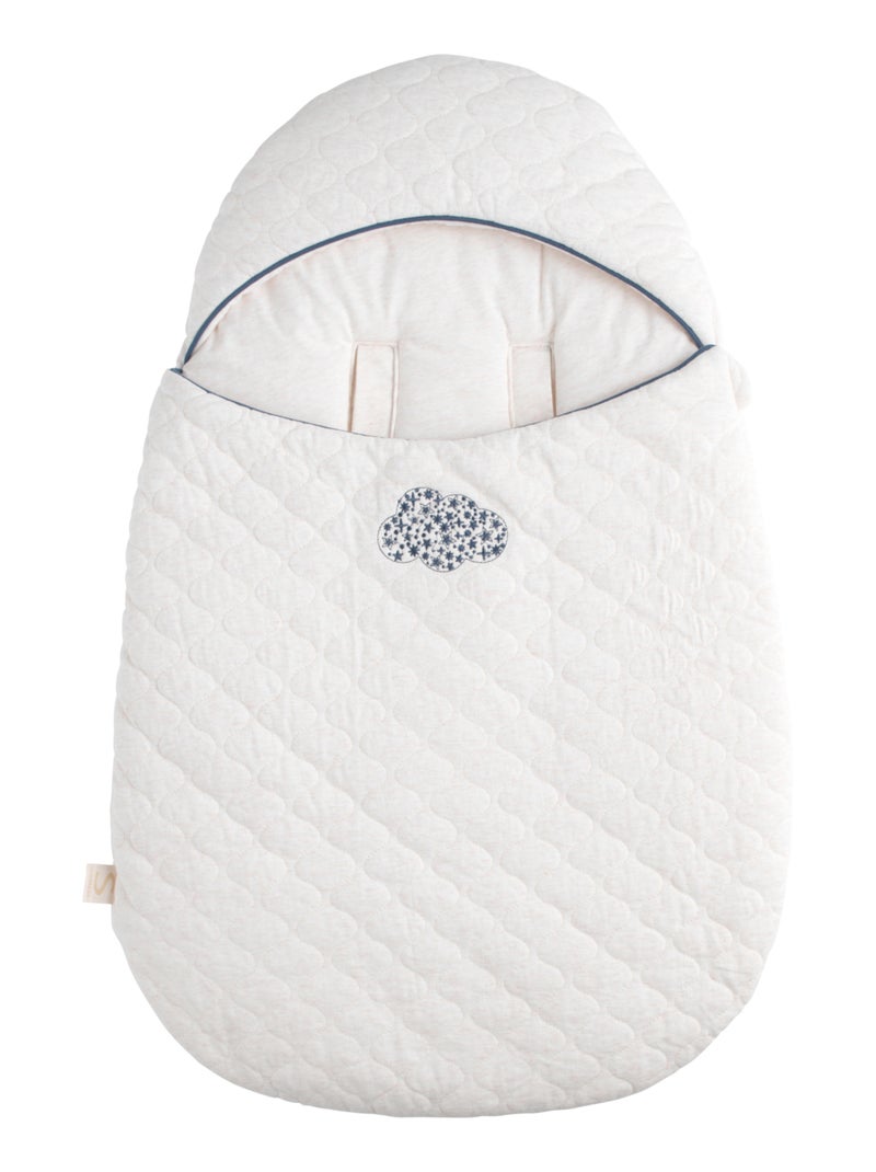 Nid d'ange bébé 5 attaches en coton matelassé - Blanc Bleu - Kiabi