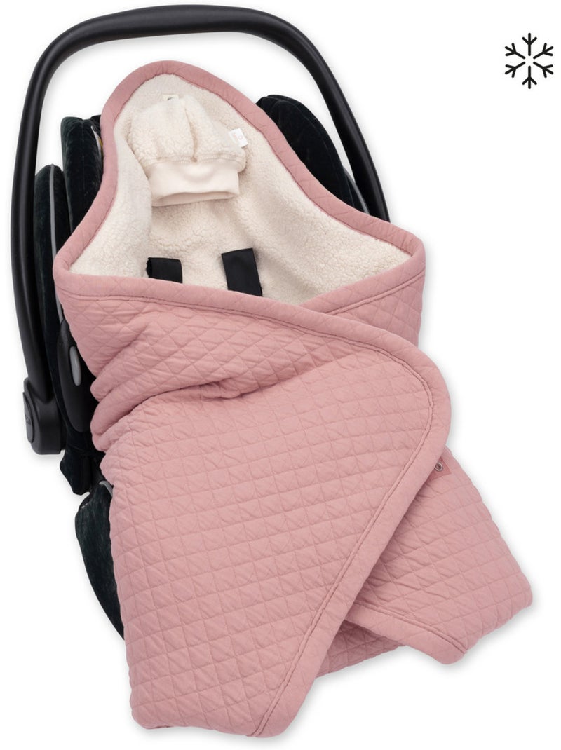 Nid d'ange BISIDE ouatiné hiver  - Teddy matelassé chaud Rose foncé - Kiabi