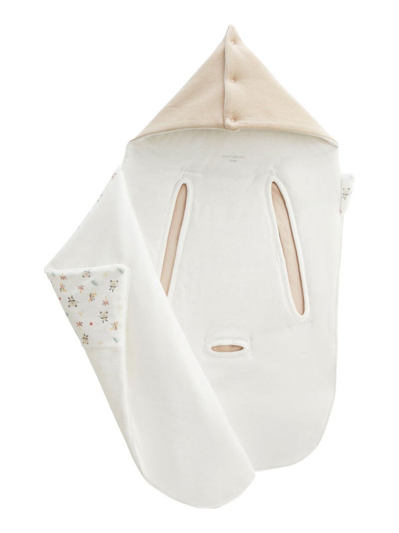 Nid d'ange en velours Baby Panda Ecru - Kiabi