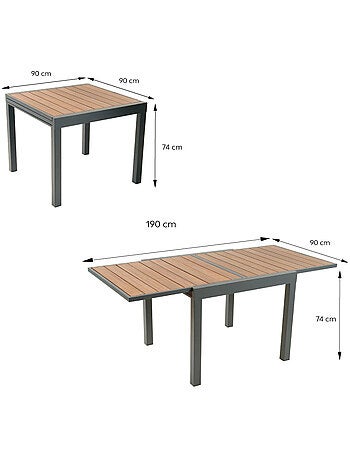 NIDO Salon de jardin 8 places en aluminium et bois d'eucalyptus