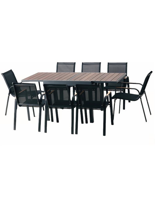NIDO Salon de jardin 8 places en aluminium et bois d'eucalyptus - Kiabi