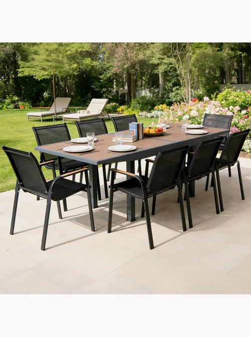 NIDO Salon de jardin 8 places en aluminium et bois d'eucalyptus - Kiabi