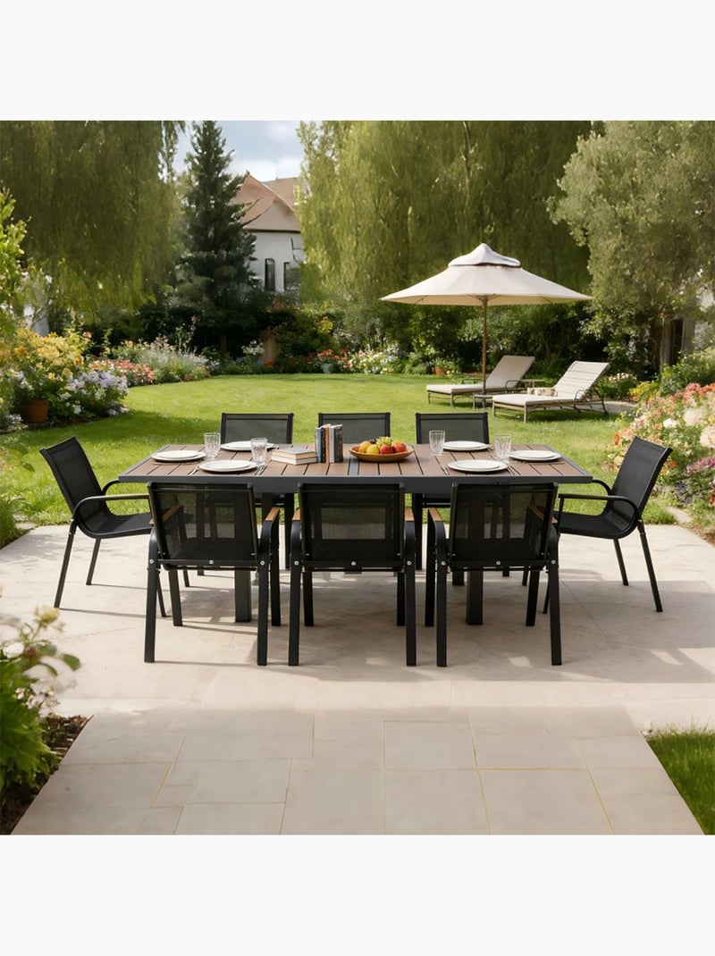 NIDO Salon de jardin 8 places en aluminium et bois d'eucalyptus Marron - Kiabi
