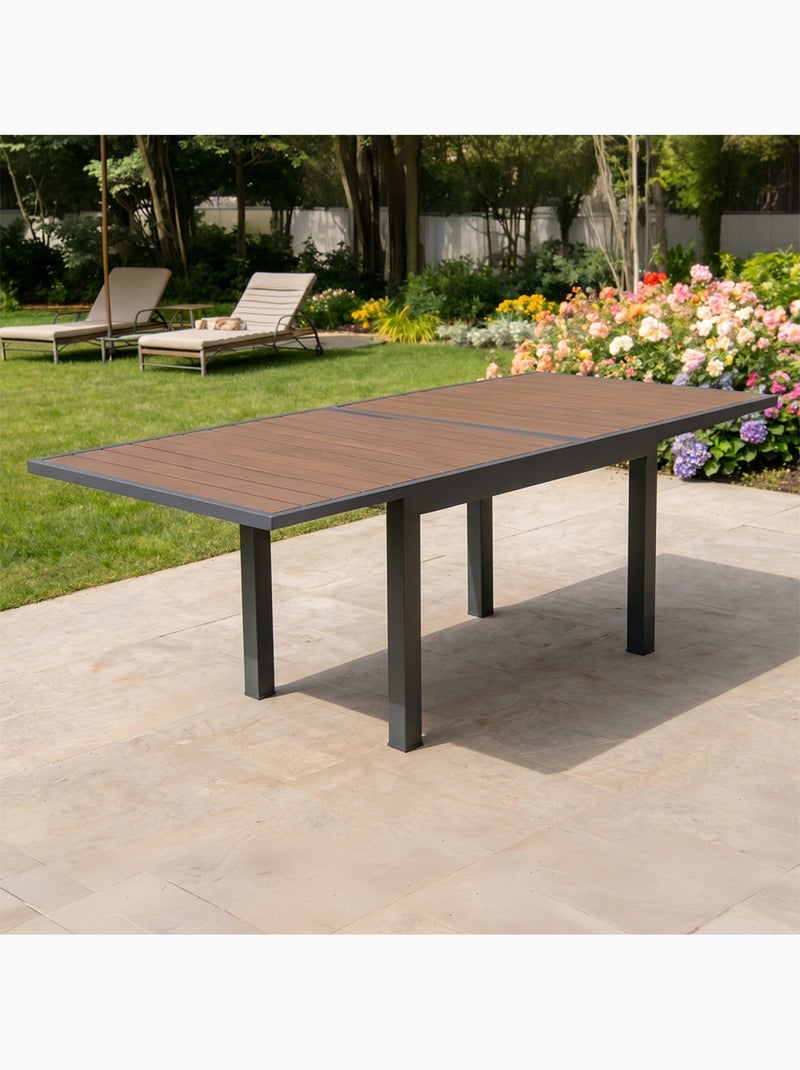 NIDO Table de jardin extensible 180 cm en aluminium et bois d'eucalyptus Marron - Kiabi