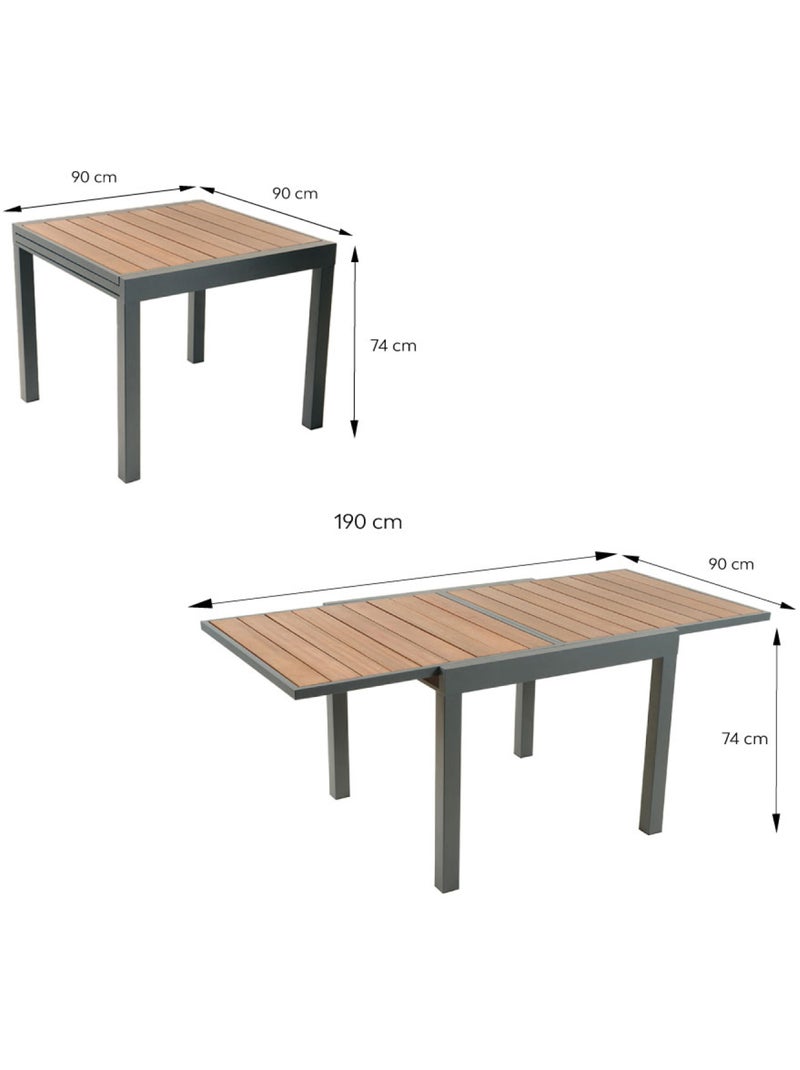 NIDO Table de jardin extensible 180 cm en aluminium et bois d'eucalyptus Marron - Kiabi