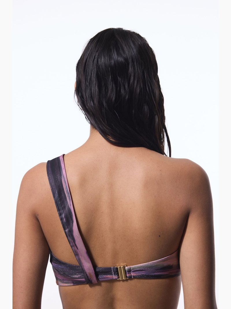 Nixie haut de bikini rayé à une épaule penti Mauve - Kiabi