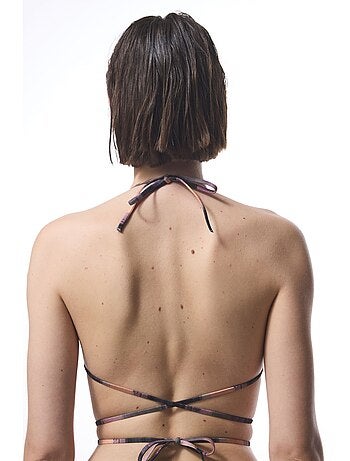 Nixie haut de bikini triangle rayé à boucle penti