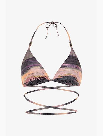 Nixie haut de bikini triangle rayé à boucle penti