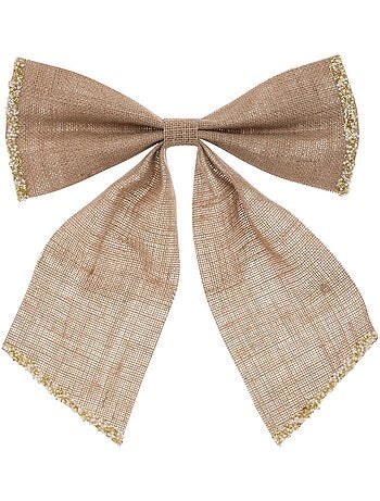 Noeud déco givré 28 x 34 cm jute beige