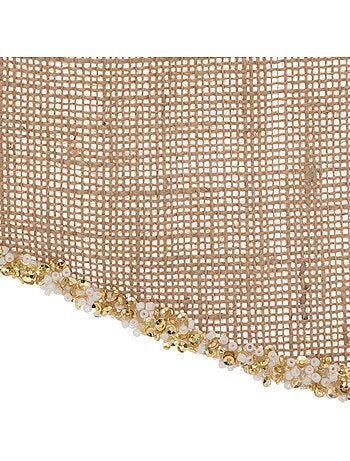 Noeud déco givré 28 x 34 cm jute beige