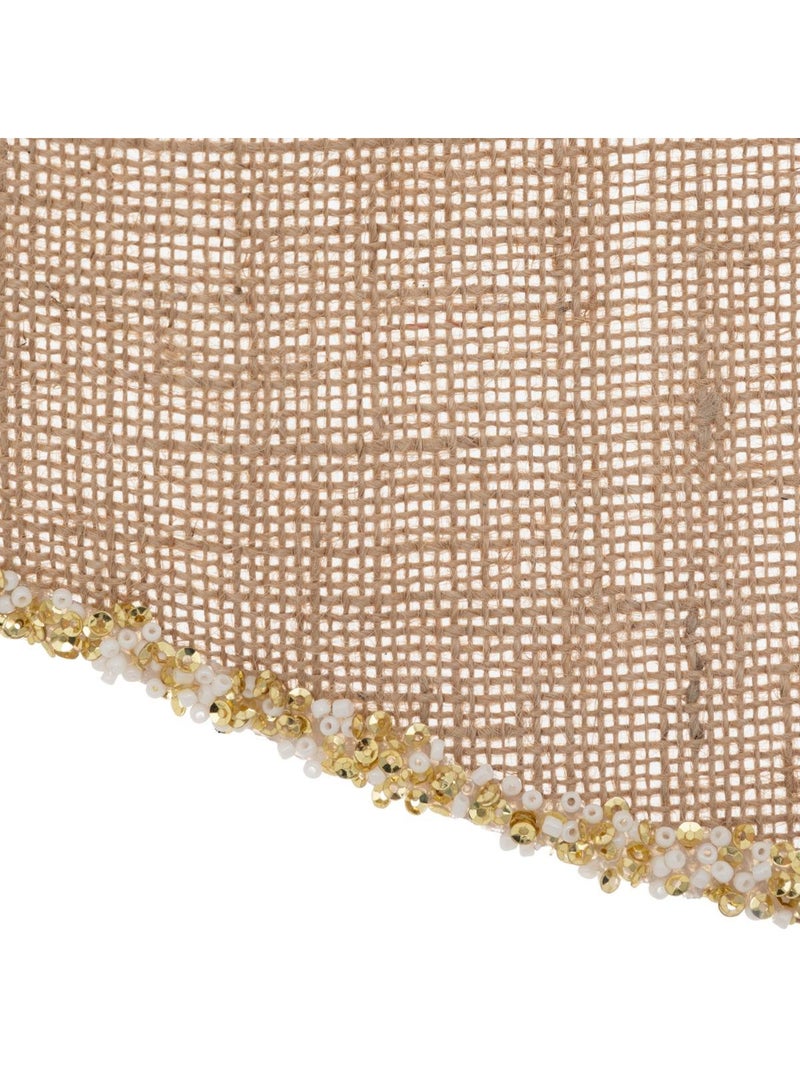 Noeud déco givré 28 x 34 cm jute beige Beige - Kiabi