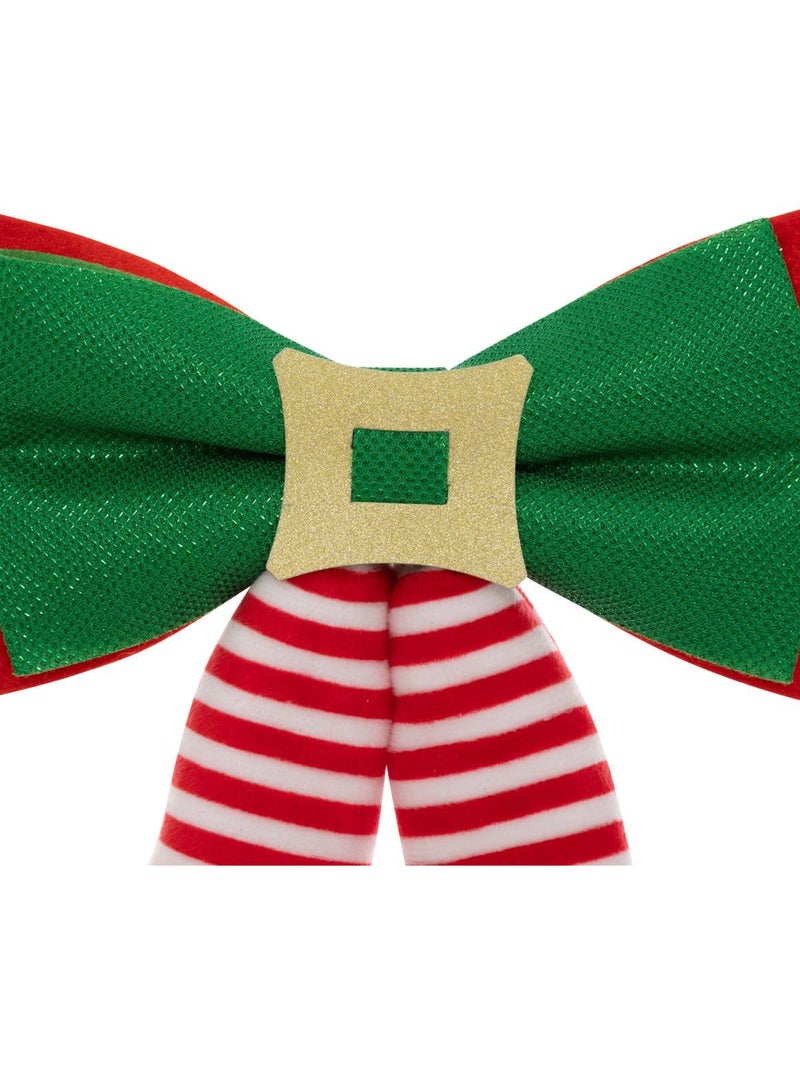 Nœud déco lutin 24 x 32 cm vert et rouge Multicolore - Kiabi