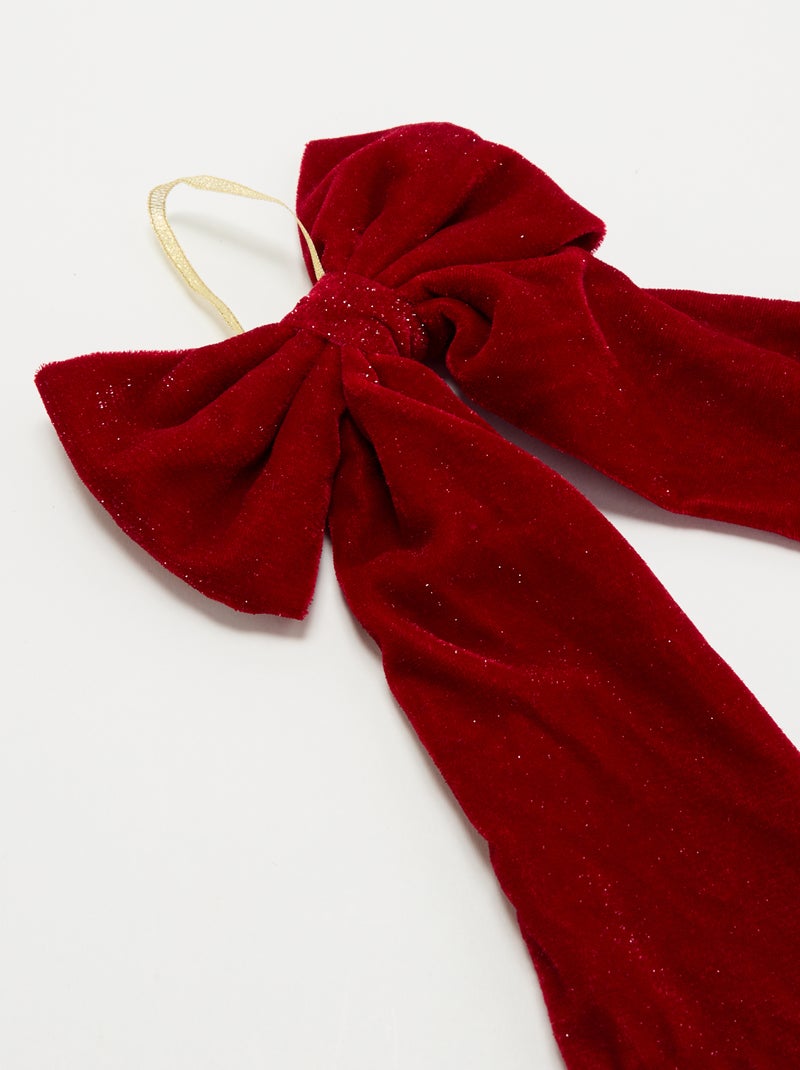 Nœud pailleté de Noël en textile Rouge - Kiabi