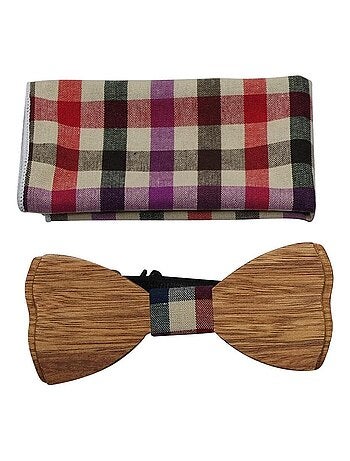 Noeud papillon bois écossais