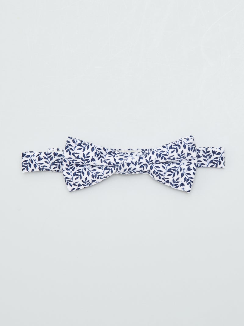 Nœud papillon fleuri Blanc/bleu - Kiabi