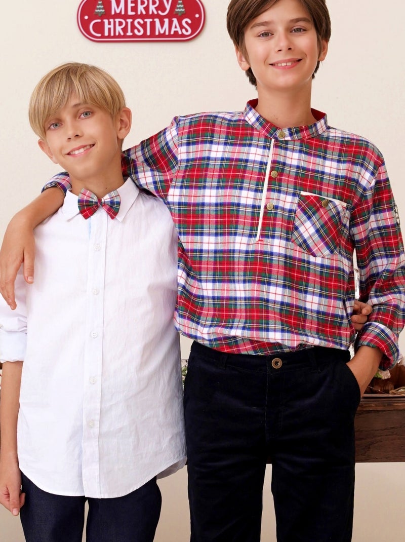 Nœud Papillon Noël Enfant  Tartan   - La Faute à Voltaire Blanc Rouge - Kiabi