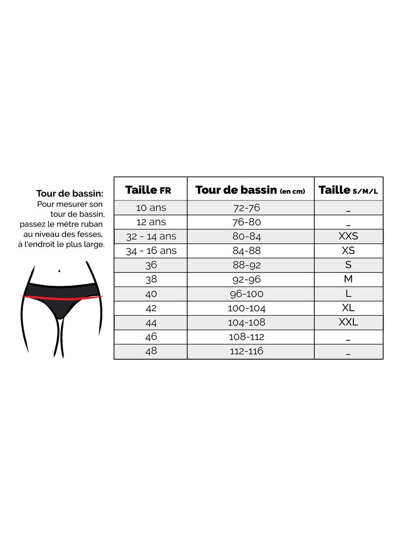 NOUVEAU - Bas de maillot de bain menstruel SMART - -ÉCO-RESPONSABLE- - Fabrication Française Noir - Kiabi