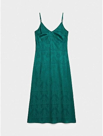 Nuisette couleur vert bouteille en jacquard de satin