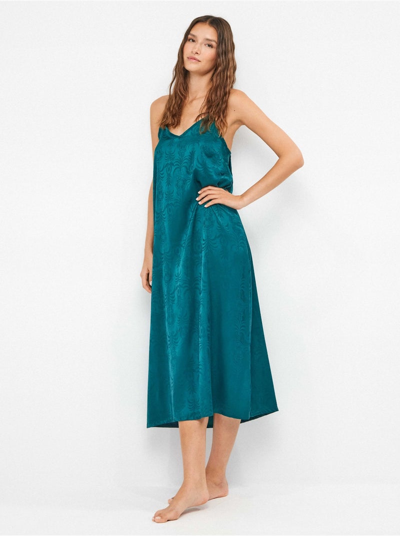Nuisette couleur vert bouteille en jacquard de satin Bleu Vert - Kiabi