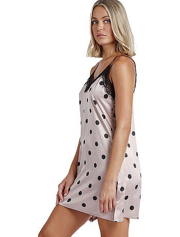 ADMAS CLASSIC Chemise de nuit élégante à bretelles et pois pour femme