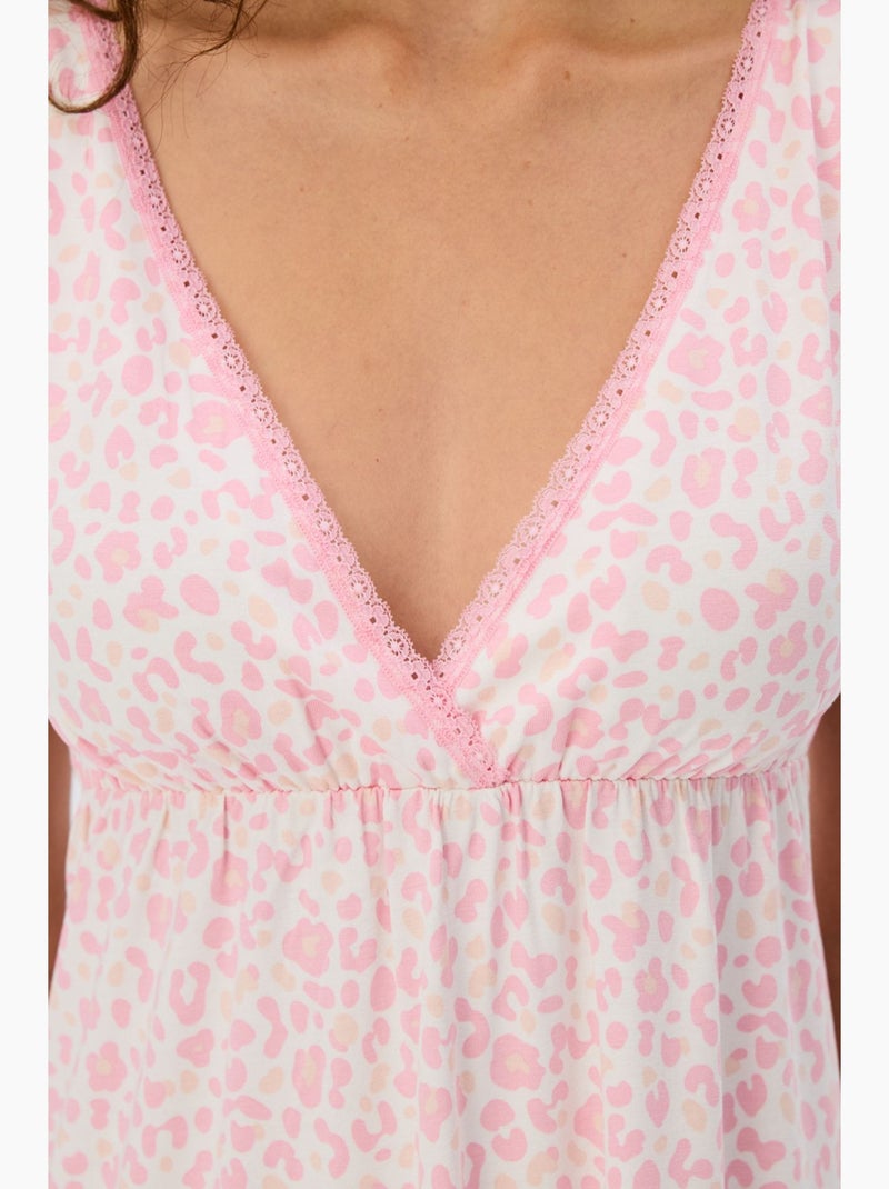 Nuisette en dentelle léopard penti Blanc Rose - Kiabi
