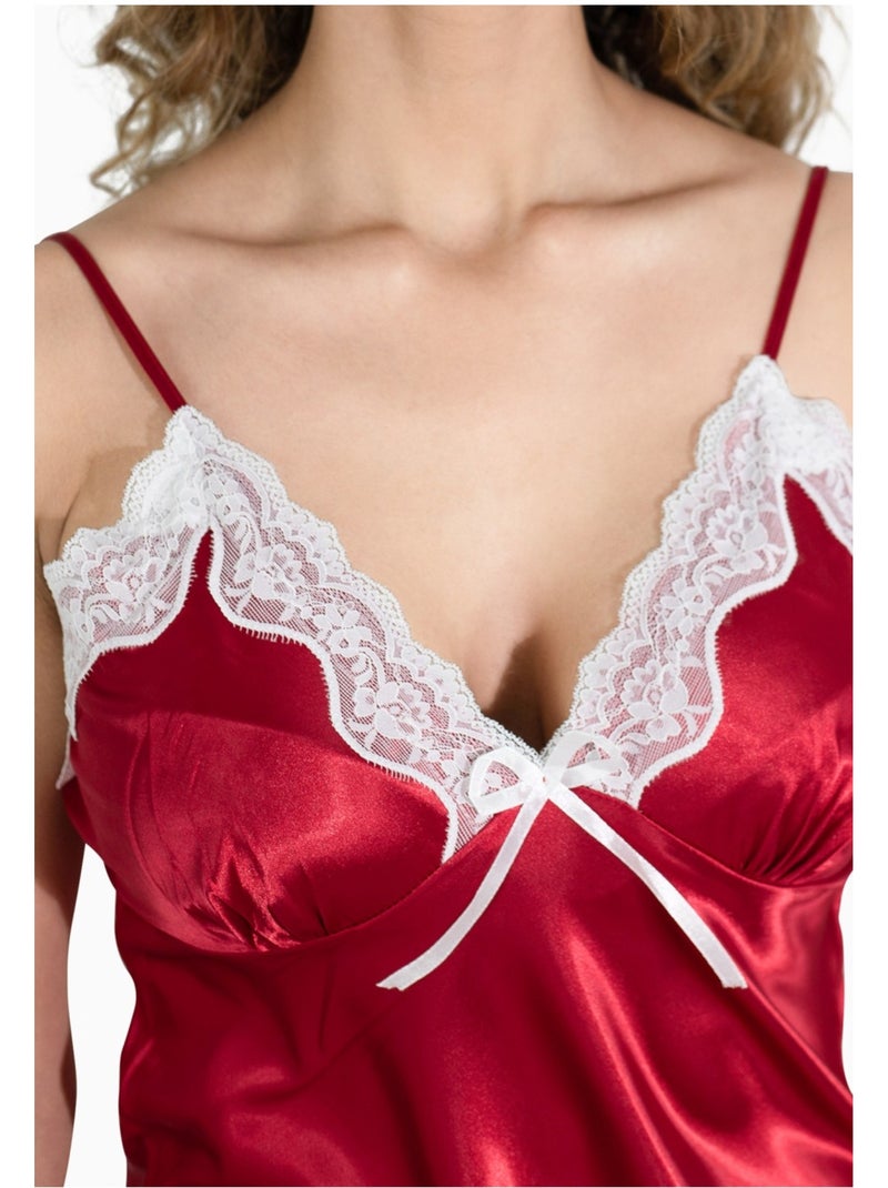 Nuisette en satin décolleté dentelle Kebello Beige - Kiabi