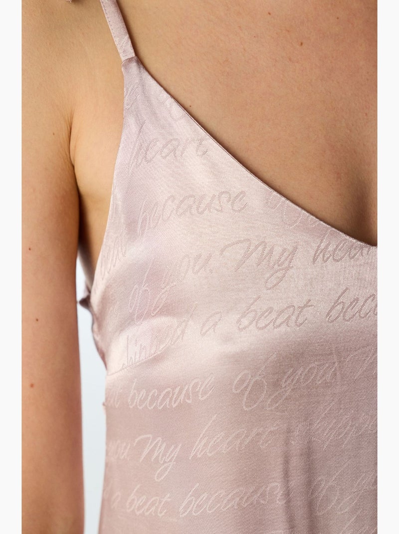 Nuisette en satin pastel dreamy à imprimé slogan penti Rose clair - Kiabi