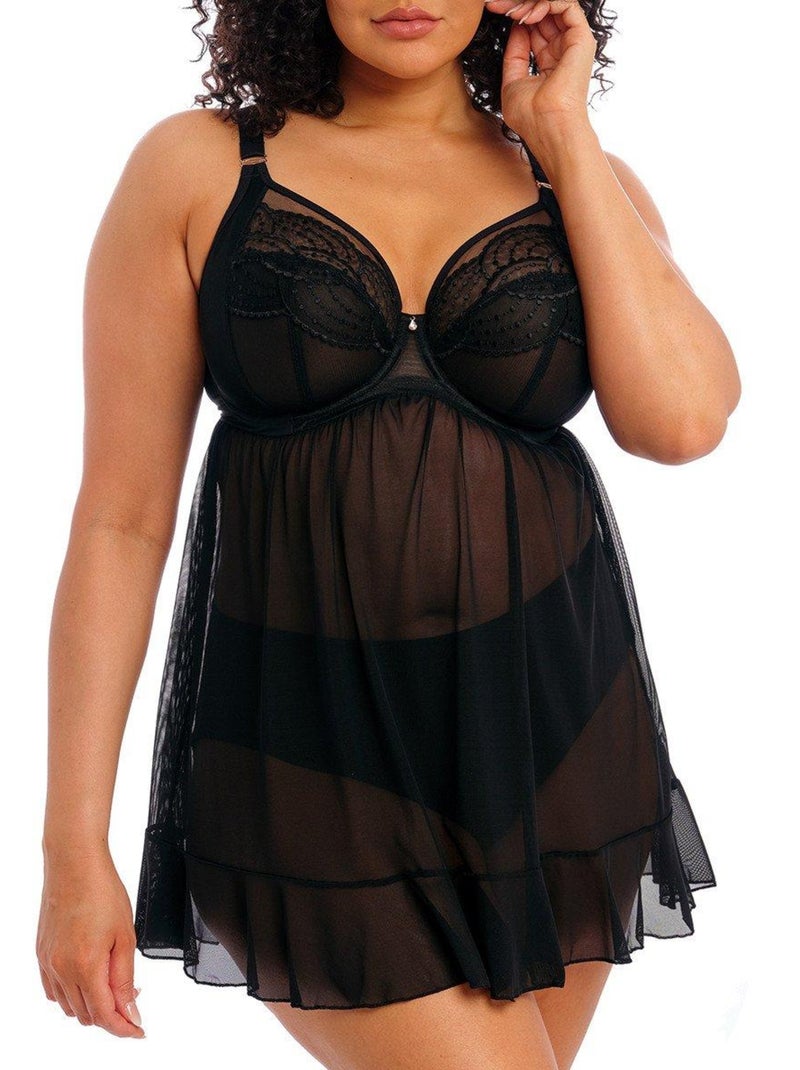 Nuisette grande taille avec soutien-gorge intégré Priya Noir - Kiabi