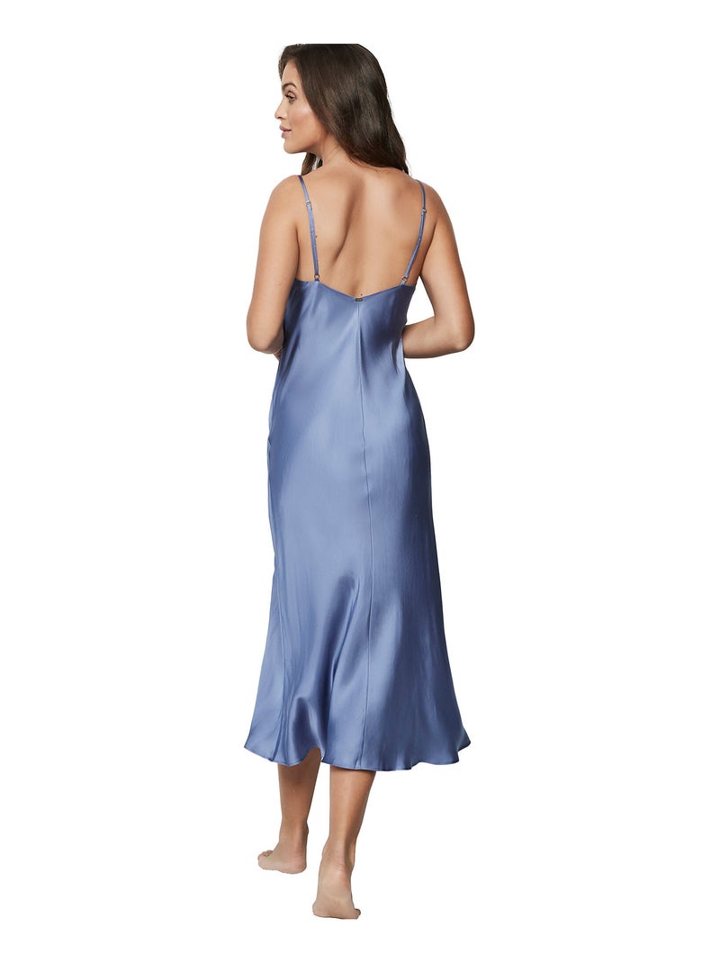 Nuisette longue satinée AGATHA Bleu - Kiabi