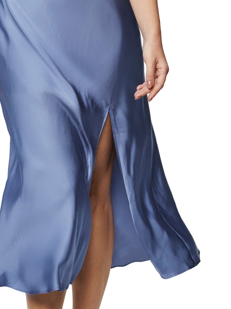 Nuisette longue satinée AGATHA Bleu - Kiabi