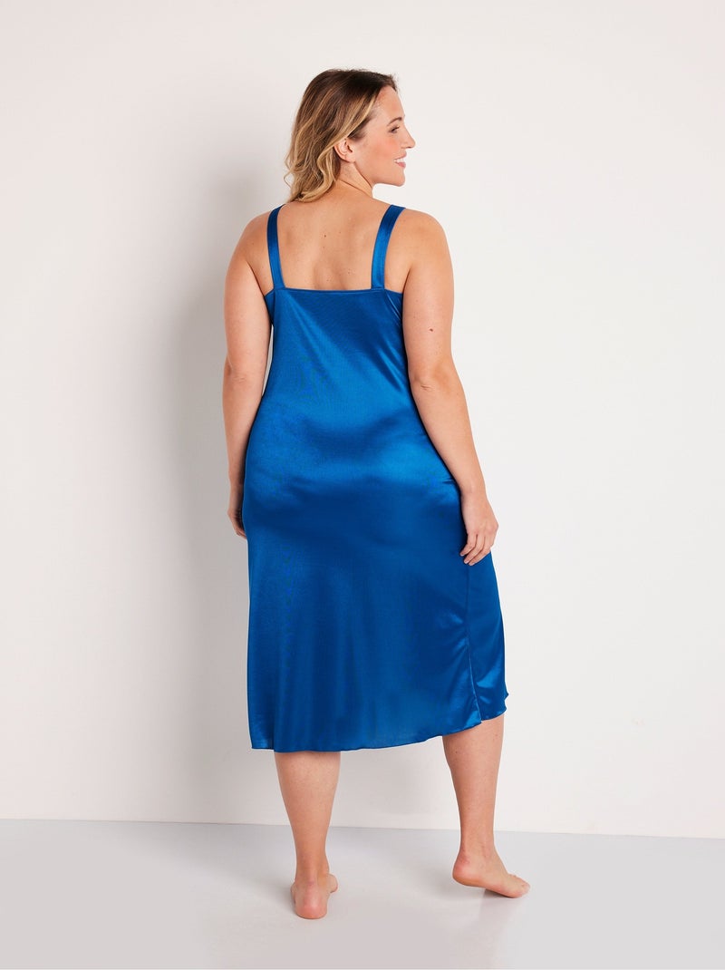 Nuisette maille satinée et dentelle Bleu marine - Kiabi