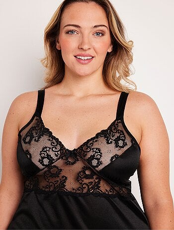 Nuisette maille satinée et dentelle