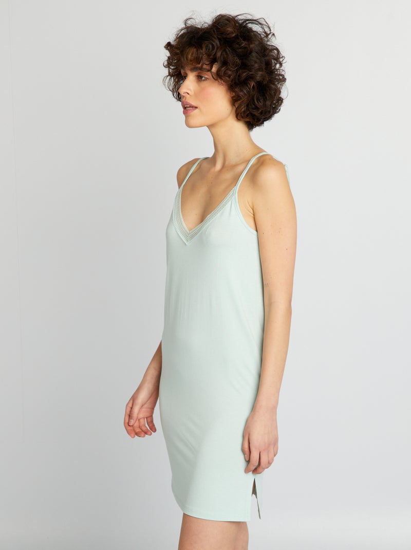 Nuisette mi-longue avec dentelle Vert - Kiabi