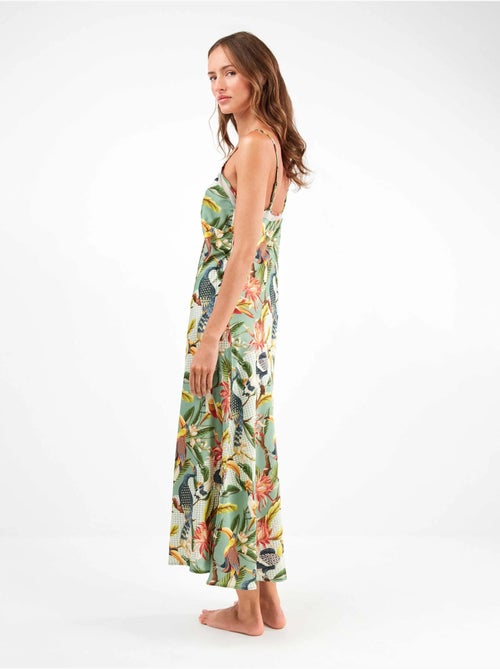 Nuisette midi en satin avec imprimé tropical exotique - Kiabi Nuisette midi en satin avec imprimé tropical exotique - Kiabi