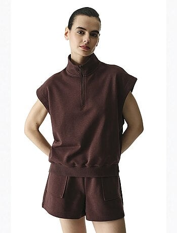 Nura sweat-shirt à demi-zip et manches courtes penti