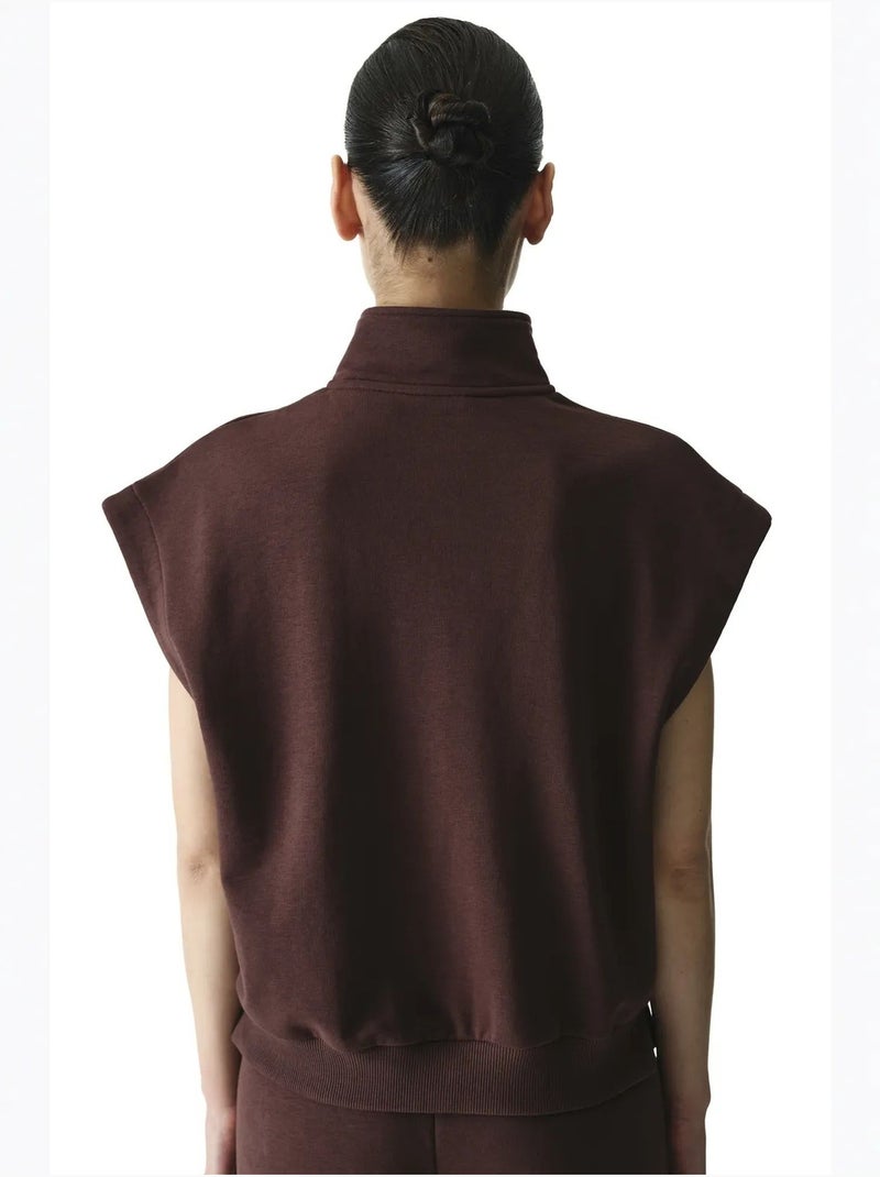 Nura sweat-shirt à demi-zip et manches courtes penti Marron - Kiabi