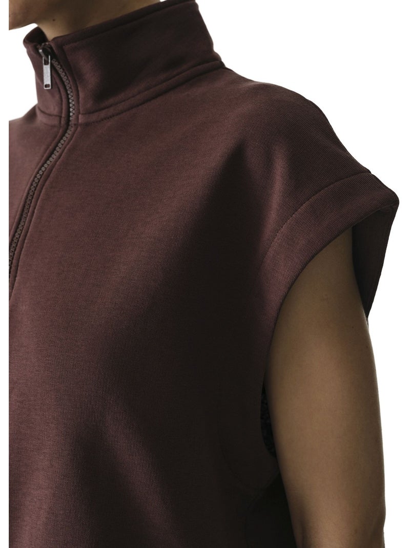 Nura sweat-shirt à demi-zip et manches courtes penti Marron - Kiabi