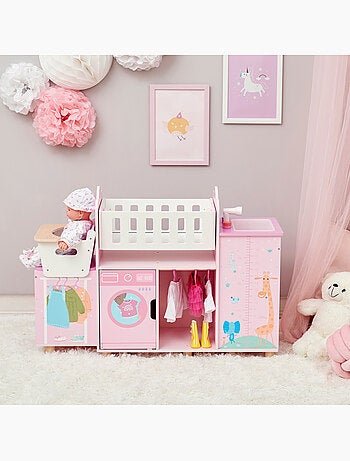 Nursery poupée 6-en-1, berceau, 63cm, Rose,