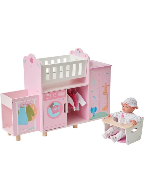 Nursery poupée 6-en-1, berceau, 63cm, Rose, - Kiabi Nursery poupée 6-en-1, berceau, 63cm, Rose, - Kiabi