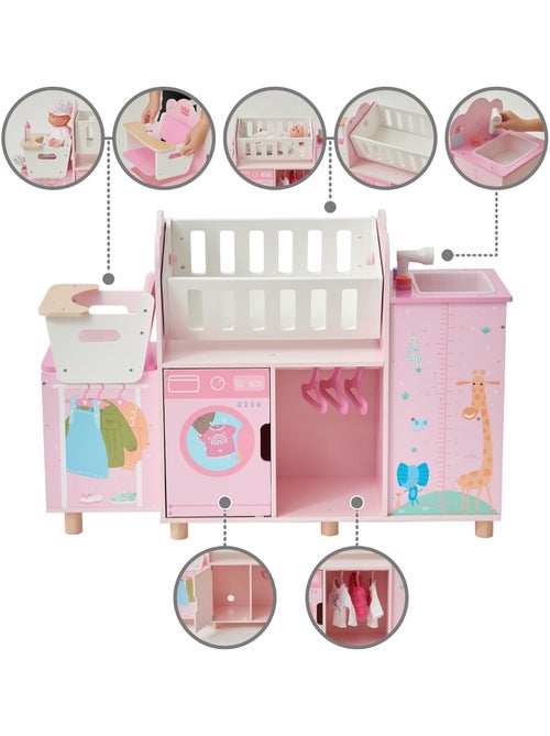 Nursery poupée 6-en-1, berceau, 63cm, Rose, - Kiabi Nursery poupée 6-en-1, berceau, 63cm, Rose, - Kiabi