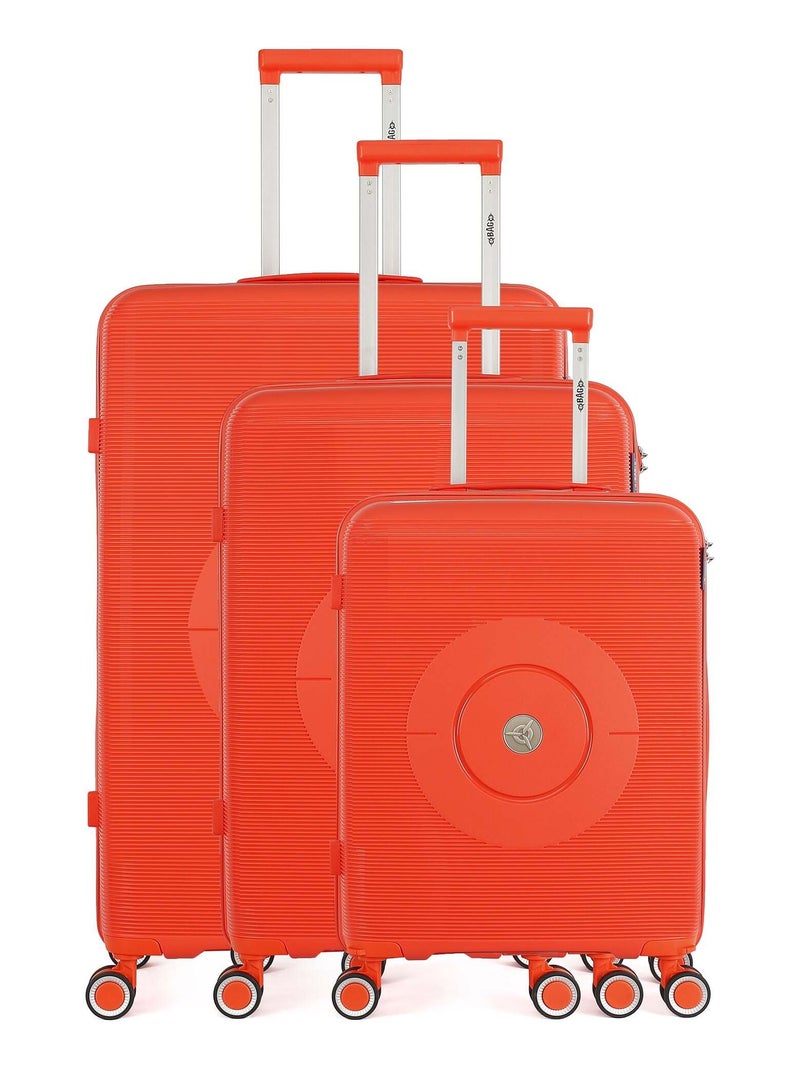 OBAGO - Set de 3 Valises ORION 75 cm 4 Roues Orange corail - Kiabi