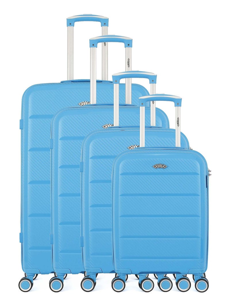 OBAGO - Set de 4 Valises PHENIX-M 75 cm 4 Roues Bleu - Kiabi
