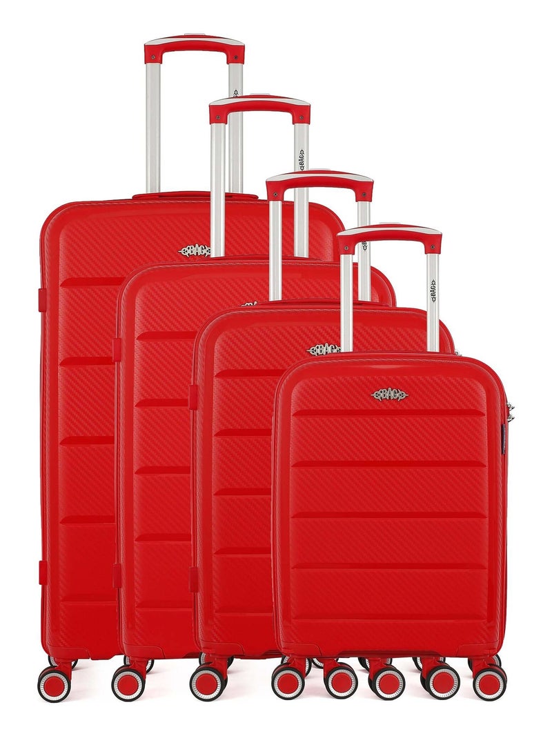 OBAGO - Set de 4 Valises PHENIX-M 75 cm 4 Roues Rouge - Kiabi