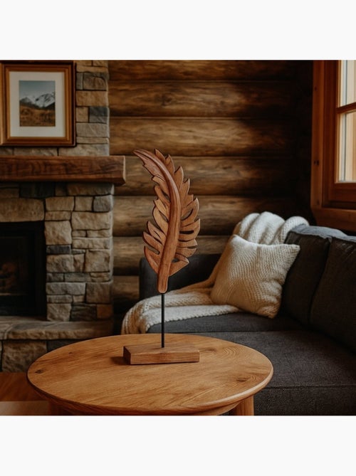 Objet déco feuille en bois 44cm - Kiabi