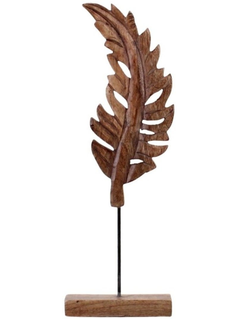Objet déco feuille en bois 44cm Beige - Kiabi
