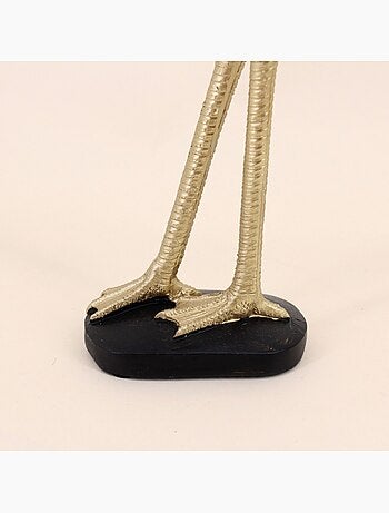 Objet déco flamand rose en polyrésine doré 30cm