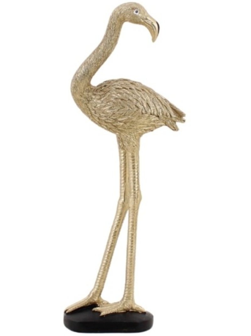 Objet déco flamand rose en polyrésine doré 30cm Doré - Kiabi